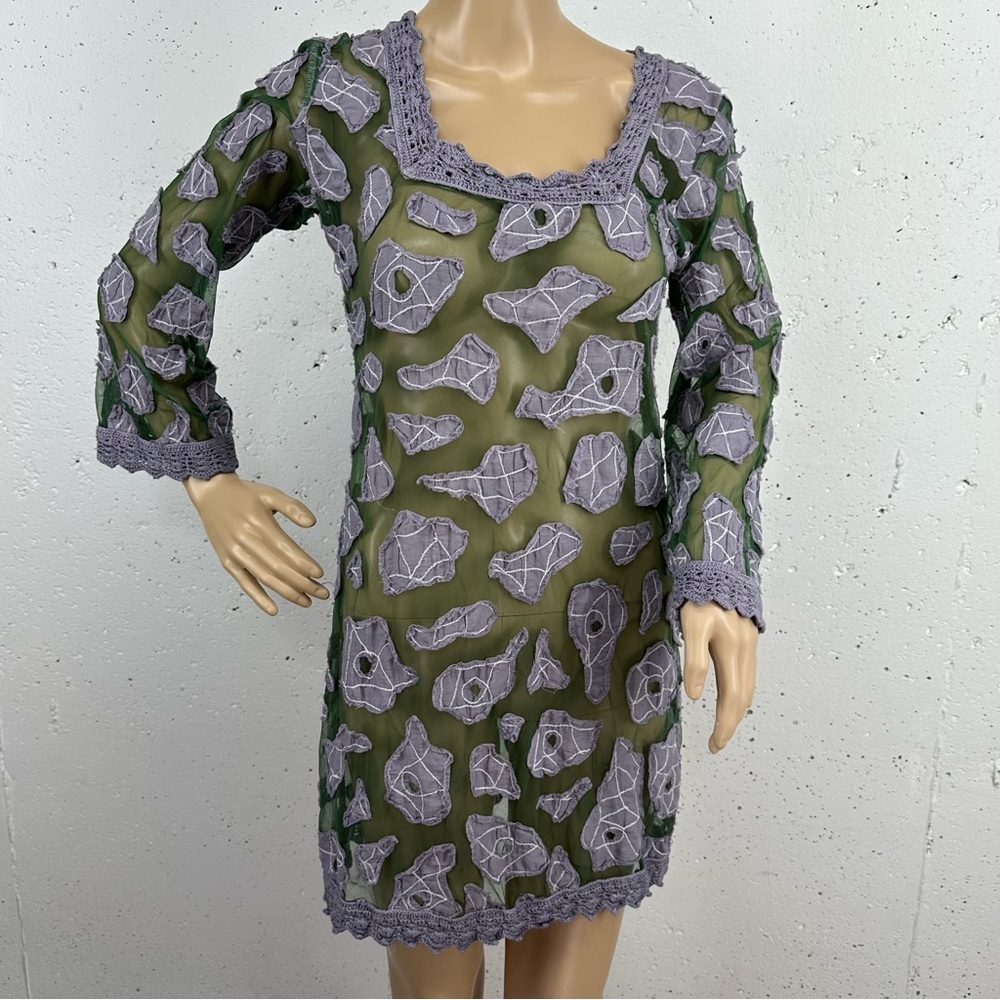 Letarte Women’s size Small Green & Gray Mesh Swim Cover Up